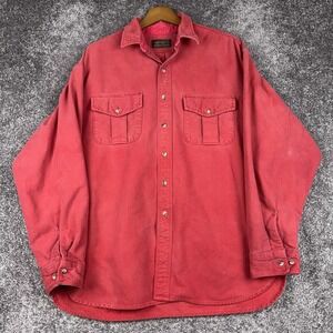 VTG Eddie Bauer Shirt Men's XL Salmon Red Chamois Flannel Lumberjack Made in USA